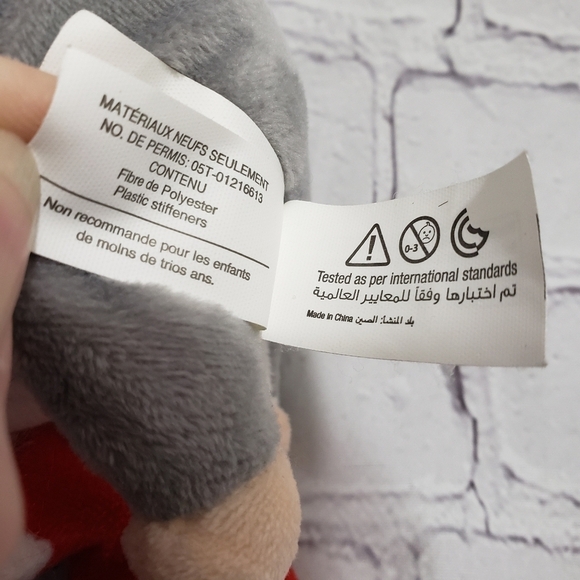 Nanco Hamster With Christmas Stocking 6" Plush Ornament Gray White Stuffed Toy - Picture 7 of 9